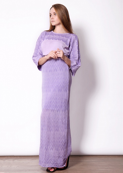 Платье вязаное длинное цвет сиреневый