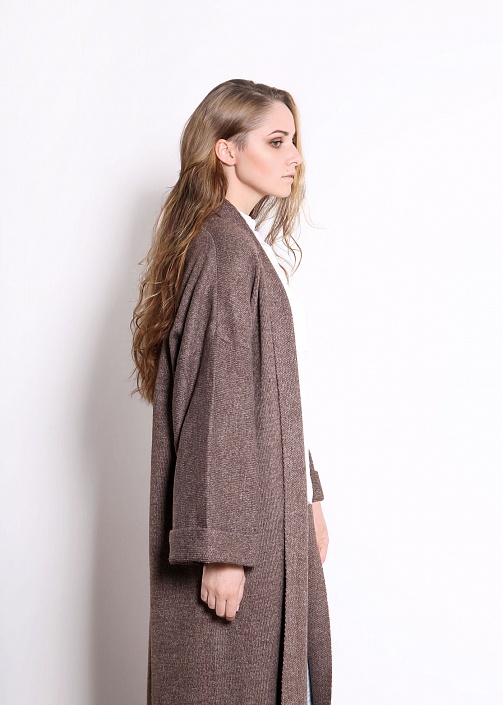 Пальто oversize 30103 цвет коричневый