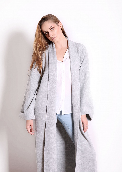  Пальто oversize 30103 цвет светло-серый