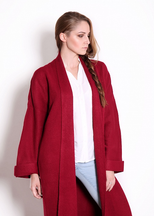 Пальто oversize 30103 цвет бордовый